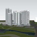 Aerial Planning Of Modern High Rise Buildings With Greenery And Urban Landscape