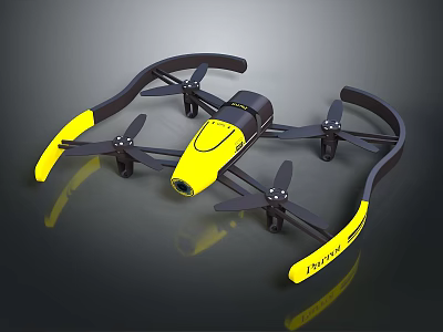 Modern Yellow Black Decorative Light With Propeller Inspired Design For Home Decoration 3d model