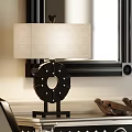 Elegant Entryway Console Table With Table Lamp And Wall Mirror Between Two Chairs 3d model