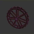 Detailed Wooden Waterwheel With Spokes Design For Traditional Water Transport Vehicles