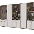 Modern Multi functional Shoe Cabinet With Coat Hooks Storage Shelves And Decorative Items 3d model