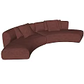 Spacious Modern Curved Burgundy Velvet Sectional Sofa With Plush Cushions
