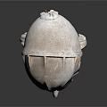Traditional Cultural Mask With White Surface Black Accents And Large Eyes