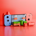 Electric Toys with Blue Pink Controllers Bricks Mushrooms and Green Bucket for Kids Play