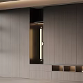 Modern Built in Wardrobe Design With Wooden Panels Lighting Drawers And Open Shelves