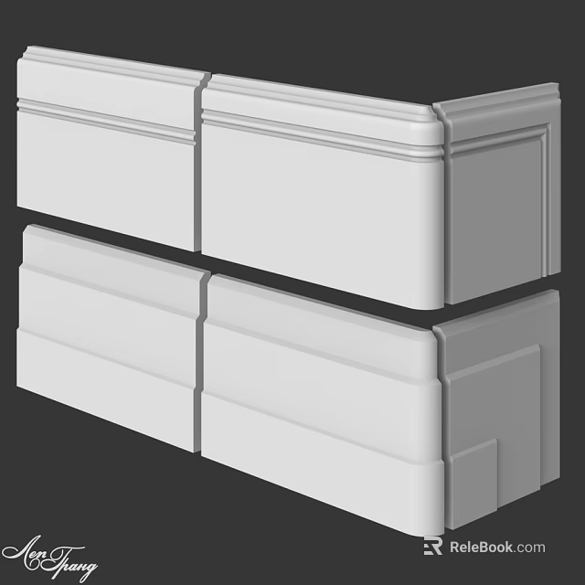 White Decorative Architectural Components For Interior Wall Molding Design 3d model 