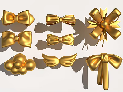 Bow decoration cartoon clothing accessories 3d model