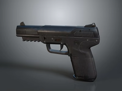 Modern Black Tactical Pistol With Textured Grip And Sleek Body Design 3d model