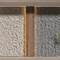 Textured Background Wall Design With Light And Dark Gray Panels Gold Frame And Green Plant