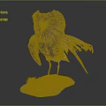Lifelike Taxidermy Black Feathered Bird With Red Legs On Hay Base
