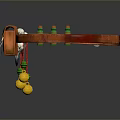 Orange Ornamental Belt With Skull Feather Yellow Pom Poms And Green Beads Decoration