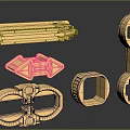 Golden Shiny Metal Mechanical Parts With Various Industrial Shapes And Structures