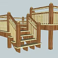 Roadside Wooden Staircase With Classic Railings For Pedestrian Access And Safety