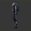 Futuristic Robot Game Character With Mechanical Design And Silver Guns