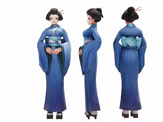 Japanese-style kimono costume figure 3d model