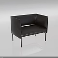 Modern Black Leather Single Sofa With Armrests And Metal Legs Interior Design 3d model