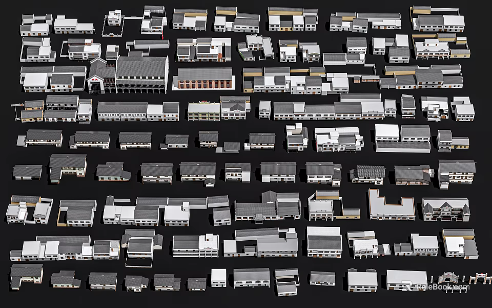 Various Architectural Models of Rural Self Built Houses With Different Design Styles 3d model 