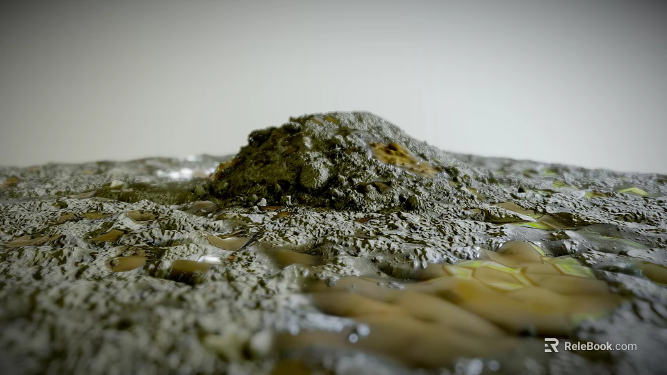 Muddy After Rain Landscape With Small Mound Puddles And Reflective Water Stains 3d model 