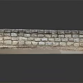 Detailed Stone Wall Model With Brick Construction And Textured Surface On Wooden Base