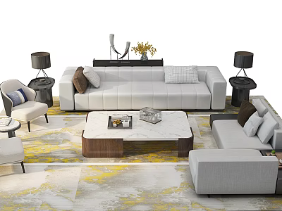 Sofa coffee table combination 3d model