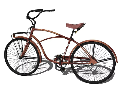 Vintage Copper Bicycle Featuring Classic Frame Handlebar Wheels And Comfortable Saddle 3d model