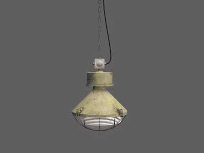Industrial Equipment Chain Suspended Yellow Green Metal Structure With Mesh Shade 3d model