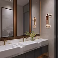 Modern Public Toilet Entrance Design Featuring Male Female Signs Glass Doors And Metal Frames