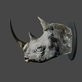 Gray Rhinoceros Head Wall Mounted Decorative Sculpture for Home Interior