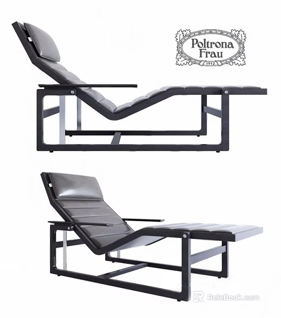 Modern Leather Lounge Chair With Adjustable Backrest Armrest And Metal Frame 3d model 