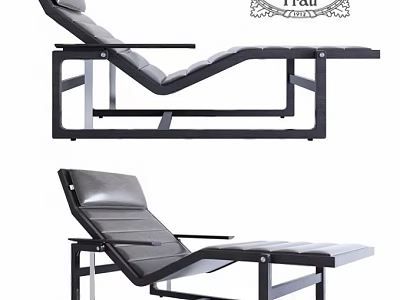 Modern Leather Lounge Chair With Adjustable Backrest Armrest And Metal Frame 3d model