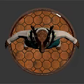 Mythical Deer Character With Antlers In White Shirt And Teal Pants On Hexagon Pattern Base