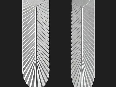 Silver Metal Structural Components With Symmetrical Radial Stripes Design 3d model