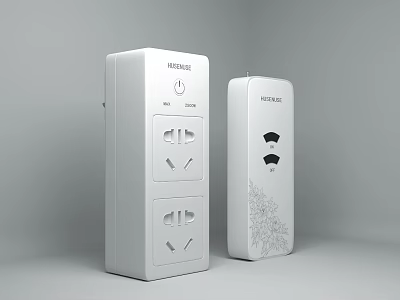 White Switch Panel With Power Sockets Switch Button And WiFi Pattern Design 3d model