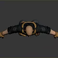 Female 3D Character Wearing Black Shirt Grey Pants And Yellow Gear Belt