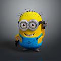Cute Yellow Minion Stuffed Toy With Blue Overalls Goggles And Waving Pose For Kids