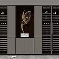 Elegant Modern Wine Cabinet With Glass Doors LED Lighting And Multiple Wine Racks