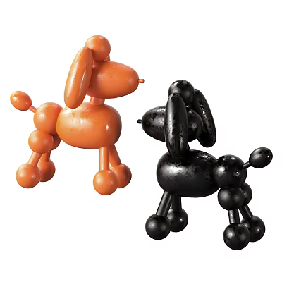 Kids Chair With Cute Orange And Black Balloon Dogs 3d model Kids Chair With Cute Orange And Black Balloon Dogs 3d model