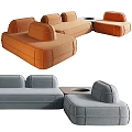 Contemporary Modular Sofa Design With Orange Gray Upholstery And Comfortable Living Room Seating