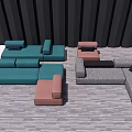 Modular Sectional Sofa Set In Blue Pink Grey Colors For Modern Living Room