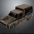 Beige Military Vehicle With Operation Reconnaissance Graphics Exposed Engine And Sturdy Tires