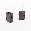 Two Vintage Retro Suitcases With Telescopic Handles And Rolling Wheels Design