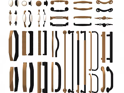Various Door Handles With Different Styles Materials And Colors For Home Doors 3d model