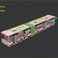 White and Red Articulated Bus with Large Windows Sliding Doors and Seats