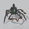 Skeleton Mechanical Spider With Multi Legs And Green Accents Design