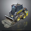 Skid Steer Loader With Yellow Wheels Black Cab And Front Bucket
