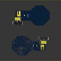 Blue And Yellow Equipment With Two Vertical Columns Yellow Circular Platforms And White Pillars