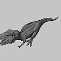 Green T-Rex Dinosaur Model With Open Mouth In Red Rock Natural Setting