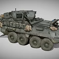 Military Wheeled Combat Tank With Cannon Storage Compartments And Equipment