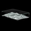 Modern Coffee Table With Glass Top And Wavy Mountain Inspired Design For Living Room Decor