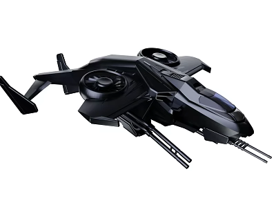 Black Futuristic Sci Fi Spacecraft With Twin Engines And Armament Design 3d model
